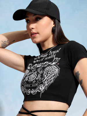 Tokyo Talkies Casual Printed Women Black Top