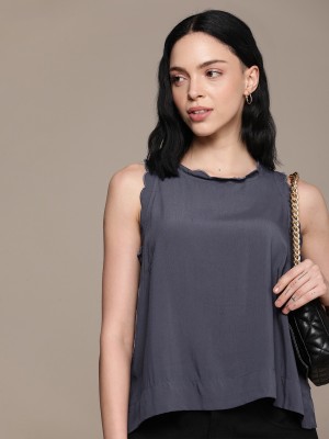 French Connection Casual Solid Women Blue Top