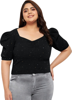 wild U Party Embellished Women Black Top