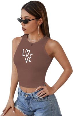 Fashion And Youth Casual Printed, Graphic Print Women Brown Top