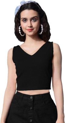 THE BLAZZE Casual Solid Women Black Top