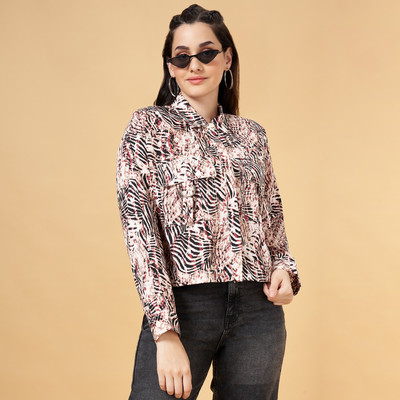 SF Jeans by Pantaloons Casual Printed Women Brown, Black, White Top