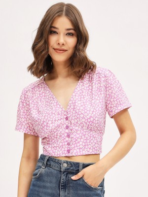 HARPA Casual Floral Print Women Pink, White Top