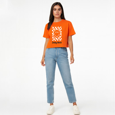MINUTE MIRTH Casual Graphic Print Women Orange Top