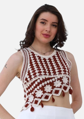 Epicedesigns Casual Self Design Women Maroon, White Top