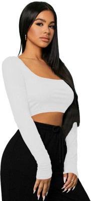 THE BLAZZE Casual Solid Women White Top