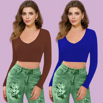 Dream Beauty Fashion Casual Solid Women Blue Top