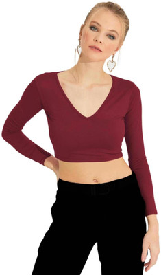 jovo Party Self Design Women Maroon Top