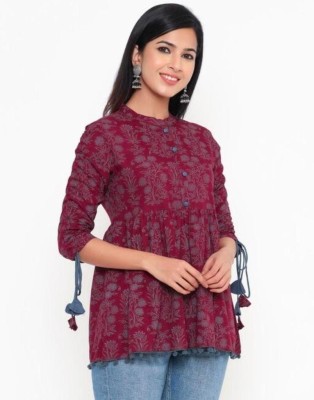 XWV Casual Printed Women Maroon Top