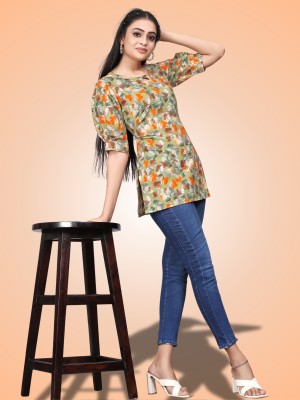 HEMANG FASHION Casual Floral Print Women Green Top