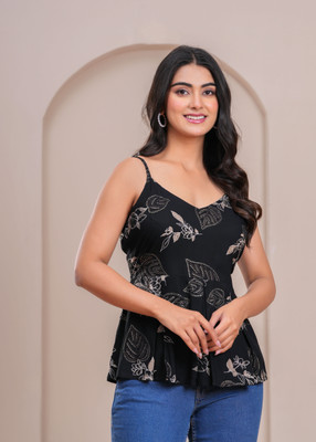 AKSHUNA Casual Printed Women Green Top