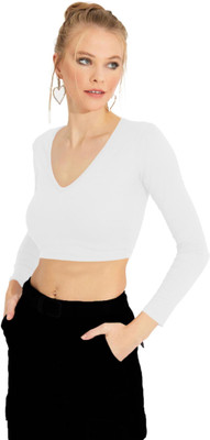 THE BLAZZE Casual Solid Women White Top