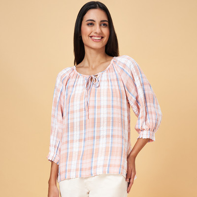 Honey By Pantaloons Casual Checkered Women Multicolor Top