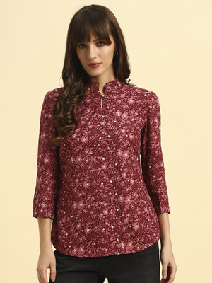 CANTABIL Casual Printed Women Maroon Top