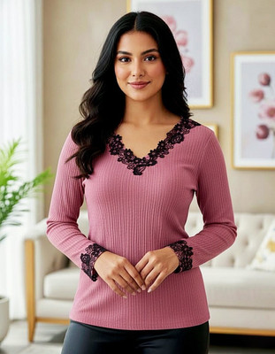 Angarkha Casual Solid Women Black Top