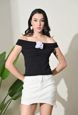 Arbiter Collection Casual Solid Women Black Top
