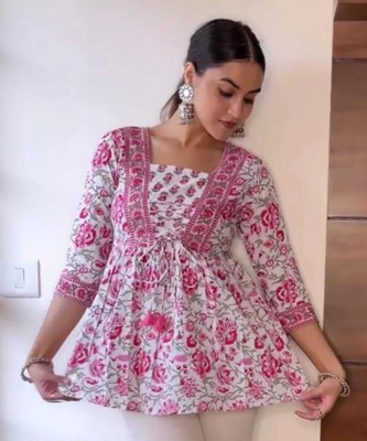 Shyam Fashion Style Party Floral Print Women Pink Top