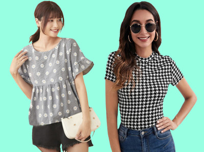 Kashonaa Casual Printed Women Grey, Black Top