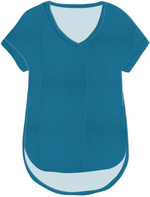 jovo Casual Self Design Women Light Blue Top