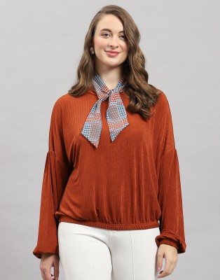 MONTE CARLO Casual Self Design Women Brown Top