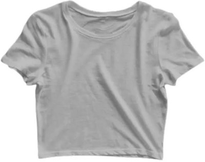 ICUSTOMYZO Party Solid Women Grey Top