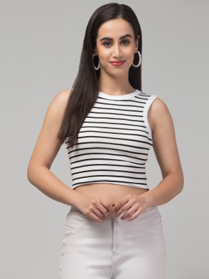 Western Darji Casual Striped Women White Top