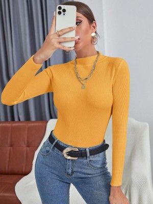 KOTTY Casual Solid Women Yellow Top