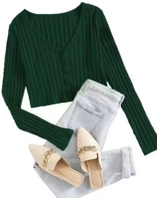 Trendystar Casual Self Design Women Green Top