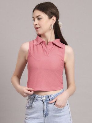 EKASYA Casual Solid Women Pink Top