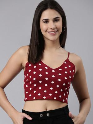 SHOWOFFFF Casual Printed Women Maroon Top