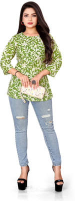 NG CREATION Casual Printed Women Green Top