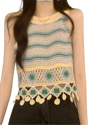 Laxmi Empire Casual Self Design Women Green Top