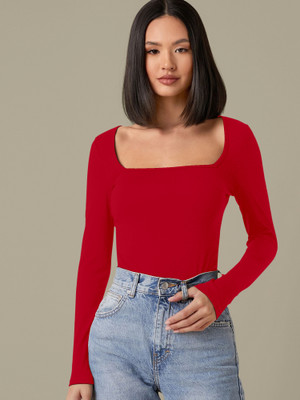 Dream Beauty Fashion Casual Solid Women Red Top