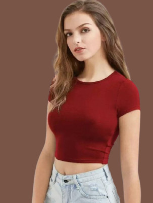 FENDURA Casual Solid Women Maroon Top
