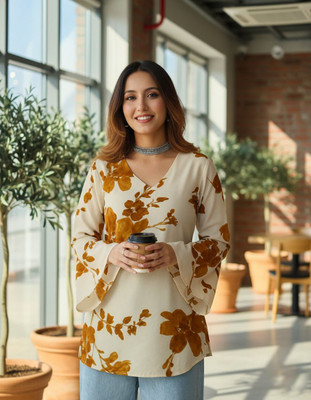 METRONAUT Casual Printed Women Brown Top