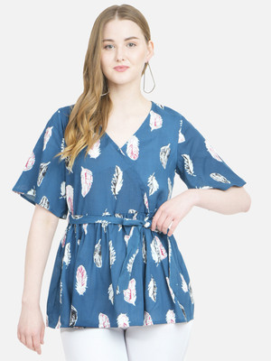 MANKSH Party Printed Women Green Top