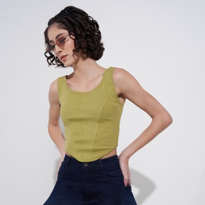 SF Jeans by Pantaloons Casual Solid Women Green Top