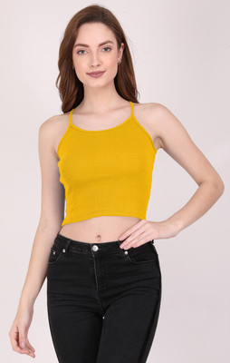 THE BLAZZE Casual Solid Women Yellow Top