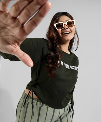 Instafab Plus Casual Printed Women Green Top