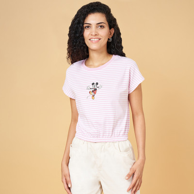 Honey By Pantaloons Casual Striped, Printed Women Pink Top