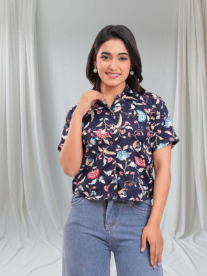 Labhanshi Creation Casual Printed Women Blue Top