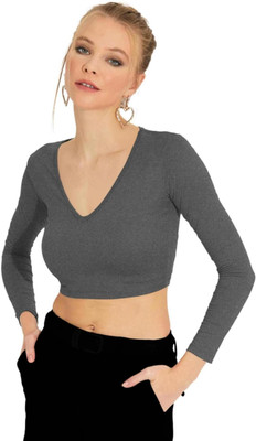 jovo Party Self Design Women Grey Top