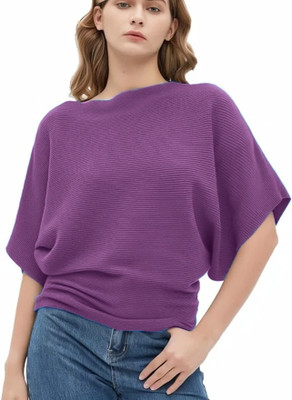 Rahi Trendz Party Solid Women Purple Top