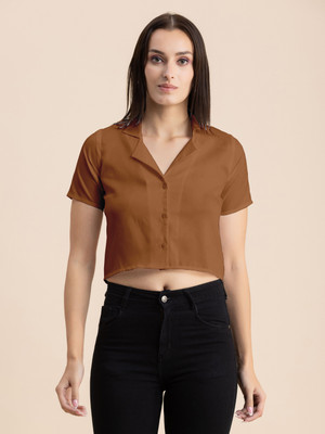 moomaya Casual Printed Women Brown Top