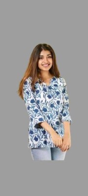 SHREE RADHEY OUTLET Casual Printed Women Blue Top