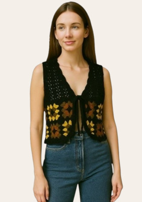 Epicedesigns Casual Embroidered Women Black Top