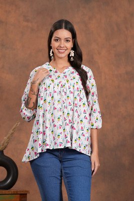 maapa Casual Printed Women White Top