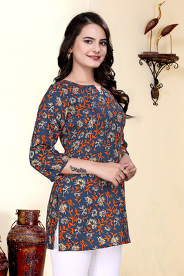 Fashionfricks Casual Printed Women Orange Top