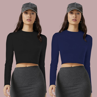 Maheshvi Casual Solid Women Dark Blue Top