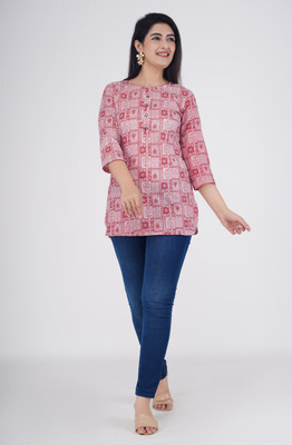 Radhe Fashion Casual Printed Women Light Green Top